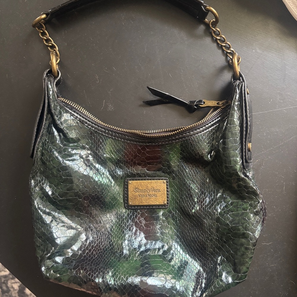 Simply Vera Vera Wang Green Snakeskin-Effect small Hobo Shoulder Bag